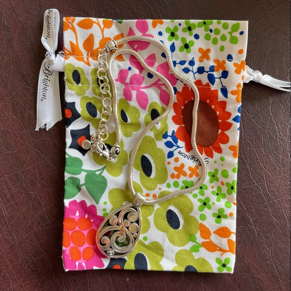 Brighton Silver Scroll Pattern Teardrop Pendant Necklace - Picture 5 of 5